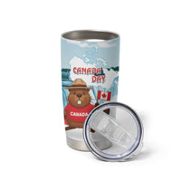 Canada Day Tumbler Cup Cute Beaver With Flag