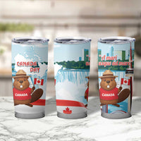 Canada Day Tumbler Cup Cute Beaver With Flag