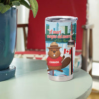 Canada Day Tumbler Cup Cute Beaver With Flag