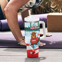 Canada Day Tumbler With Handle Cute Beaver With Flag
