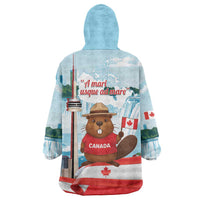 Canada Day Wearable Blanket Hoodie Cute Beaver With Flag