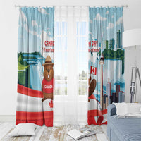 Canada Day Window Curtain Cute Beaver With Flag