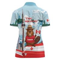 Canada Day Women Polo Shirt Cute Beaver With Flag