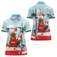 Canada Day Women Polo Shirt Cute Beaver With Flag