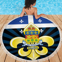 Quebec Canada Province Beach Blanket Fleur De Lis Coat Of Arms