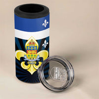 Quebec Canada Province 4 in 1 Can Cooler Tumbler Fleur De Lis Coat Of Arms