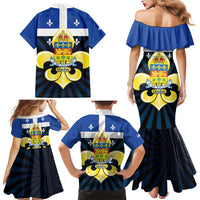 Quebec Canada Province Family Matching Mermaid Dress and Hawaiian Shirt Fleur De Lis Coat Of Arms