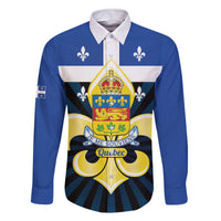 Quebec Canada Province Family Matching Off The Shoulder Long Sleeve Dress and Hawaiian Shirt Fleur De Lis Coat Of Arms