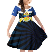 Quebec Canada Province Family Matching Off Shoulder Short Dress and Hawaiian Shirt Fleur De Lis Coat Of Arms