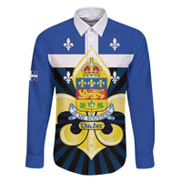 Quebec Canada Province Family Matching Off Shoulder Short Dress and Hawaiian Shirt Fleur De Lis Coat Of Arms