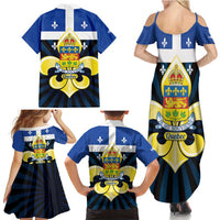 Quebec Canada Province Family Matching Summer Maxi Dress and Hawaiian Shirt Fleur De Lis Coat Of Arms