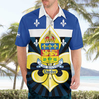 Quebec Canada Province Hawaiian Shirt Fleur De Lis Coat Of Arms