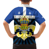 Quebec Canada Province Kid Hawaiian Shirt Fleur De Lis Coat Of Arms