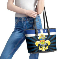 Quebec Canada Province Leather Tote Bag Fleur De Lis Coat Of Arms
