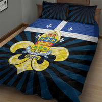 Quebec Canada Province Quilt Bed Set Fleur De Lis Coat Of Arms