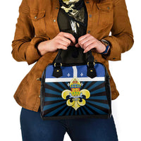 Quebec Canada Province Shoulder Handbag Fleur De Lis Coat Of Arms