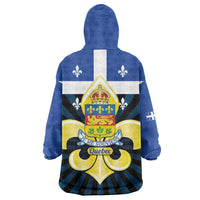Quebec Canada Province Wearable Blanket Hoodie Fleur De Lis Coat Of Arms