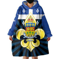 Quebec Canada Province Wearable Blanket Hoodie Fleur De Lis Coat Of Arms