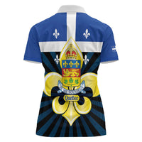 Quebec Canada Province Women Polo Shirt Fleur De Lis Coat Of Arms