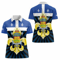 Quebec Canada Province Women Polo Shirt Fleur De Lis Coat Of Arms