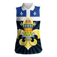 Quebec Canada Province Women Sleeveless Polo Shirt Fleur De Lis Coat Of Arms