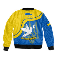 Personalised Ukraine Sleeve Zip Bomber Jacket Slava Ukraini Sporty Version - Wonder Print Shop