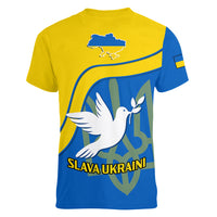 Personalised Ukraine Women V Neck T Shirt Slava Ukraini Sporty Version - Wonder Print Shop