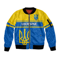 Personalised Ukraine Football Sleeve Zip Bomber Jacket Come On Ukraina - Wonder Print Shop