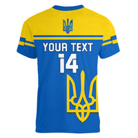 Personalised Ukraine Football Women V Neck T Shirt Come On Ukraina - Wonder Print Shop