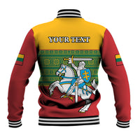 Personalised Lithuania Baseball Jacket Lithuanian Coat Of Arms Mix Folk Pattern - Wonder Print Shop