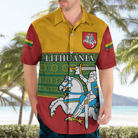 Personalised Lithuania Hawaiian Shirt Lithuanian Coat Of Arms Mix Folk Pattern - Wonder Print Shop