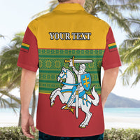 Personalised Lithuania Hawaiian Shirt Lithuanian Coat Of Arms Mix Folk Pattern - Wonder Print Shop