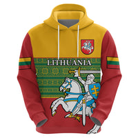 Personalised Lithuania Hoodie Lithuanian Coat Of Arms Mix Folk Pattern - Wonder Print Shop