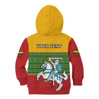 Personalised Lithuania Kid Hoodie Lithuanian Coat Of Arms Mix Folk Pattern - Wonder Print Shop
