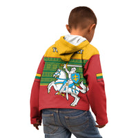 Personalised Lithuania Kid Hoodie Lithuanian Coat Of Arms Mix Folk Pattern - Wonder Print Shop