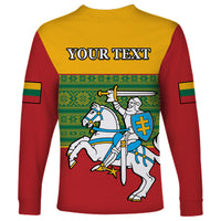 Personalised Lithuania Long Sleeve Shirt Lithuanian Coat Of Arms Mix Folk Pattern - Wonder Print Shop