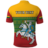 Personalised Lithuania Polo Shirt Lithuanian Coat Of Arms Mix Folk Pattern - Wonder Print Shop