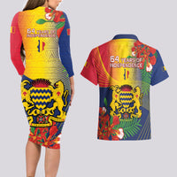 Chad Independence Day Couples Matching Long Sleeve Bodycon Dress and Hawaiian Shirt Happy 64 Years Of Independence - Wonder Print Shop