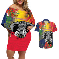 Chad Independence Day Couples Matching Off Shoulder Short Dress and Hawaiian Shirt Happy 64 Years Of Independence - Wonder Print Shop