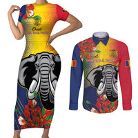 Chad Independence Day Couples Matching Short Sleeve Bodycon Dress and Long Sleeve Button Shirt Happy 64 Years Of Independence - Wonder Print Shop