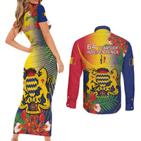 Chad Independence Day Couples Matching Short Sleeve Bodycon Dress and Long Sleeve Button Shirt Happy 64 Years Of Independence - Wonder Print Shop