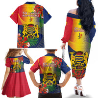 Chad Independence Day Family Matching Off The Shoulder Long Sleeve Dress and Hawaiian Shirt Happy 64 Years Of Independence - Wonder Print Shop