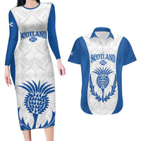 Scotland Rugby 2025 Custom Couples Matching Long Sleeve Bodycon Dress and Hawaiian Shirt Come On Thistle