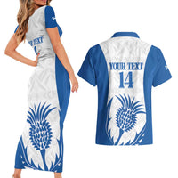 Scotland Rugby 2025 Custom Couples Matching Short Sleeve Bodycon Dress and Hawaiian Shirt Come On Thistle