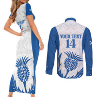 Scotland Rugby 2025 Custom Couples Matching Short Sleeve Bodycon Dress and Long Sleeve Button Shirt Come On Thistle