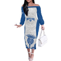 Scotland Rugby 2025 Custom Off The Shoulder Long Sleeve Dress Come On Thistle
