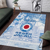 Custom Japan Football Area Rug Go Samurai Blue Sakura Tokyo Style