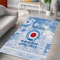 Custom Japan Football Area Rug Go Samurai Blue Sakura Tokyo Style