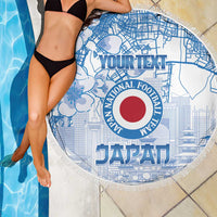 Custom Japan Football Beach Blanket Go Samurai Blue Sakura Tokyo Style