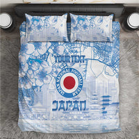 Custom Japan Football Bedding Set Go Samurai Blue Sakura Tokyo Style